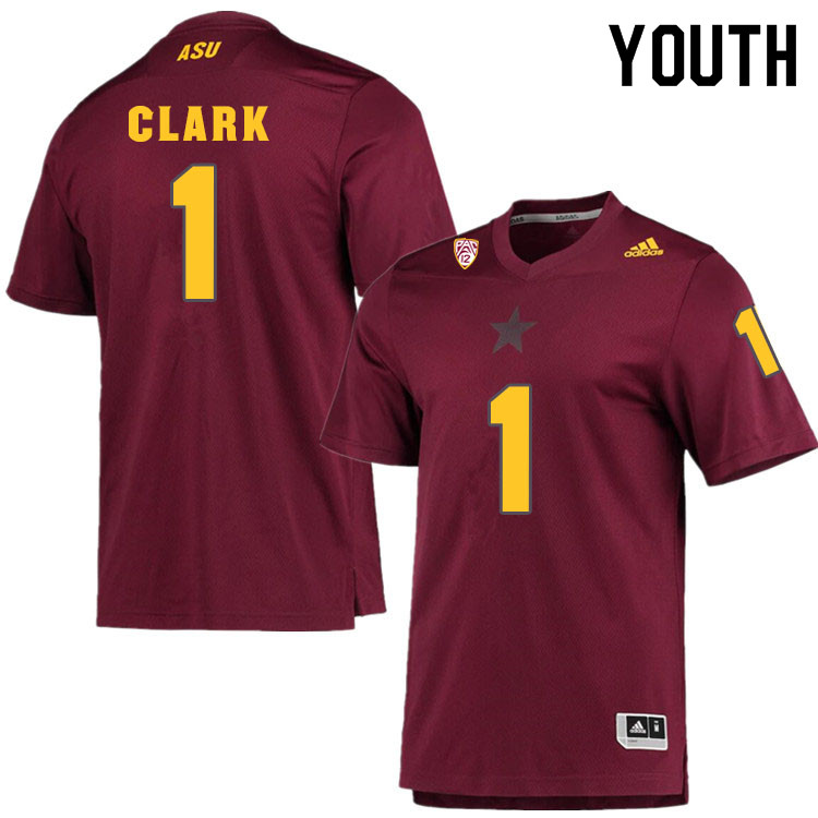 Youth #1 Jordan ClarkArizona State Sun Devils College Football Jerseys Sale-Maroon - Click Image to Close